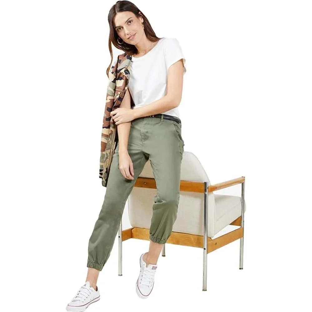 Outerknown S.E.A. Mission Jogger Pants Women 2 Grey Organic Cotton Ankle Zip NEW